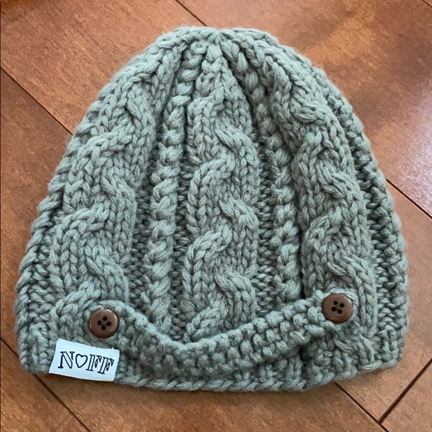 Gray Button Beanie